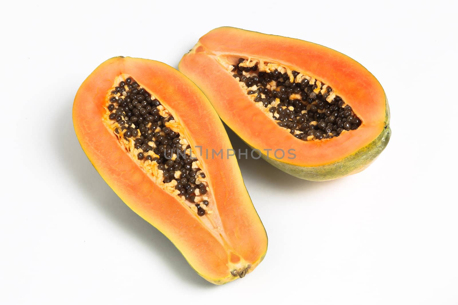 Papaya on white background