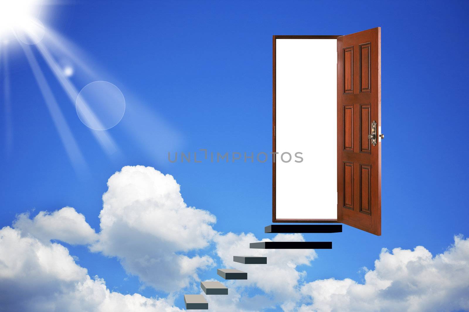 Abstract. Open door in heavens. The stairs in heavens