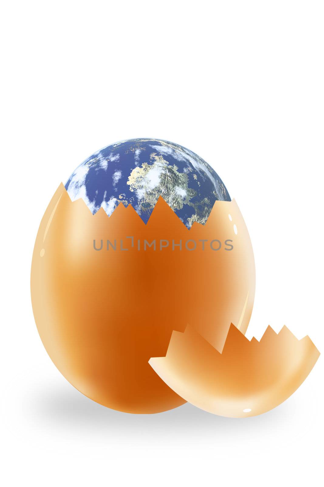 Egg and the Earth on a white background