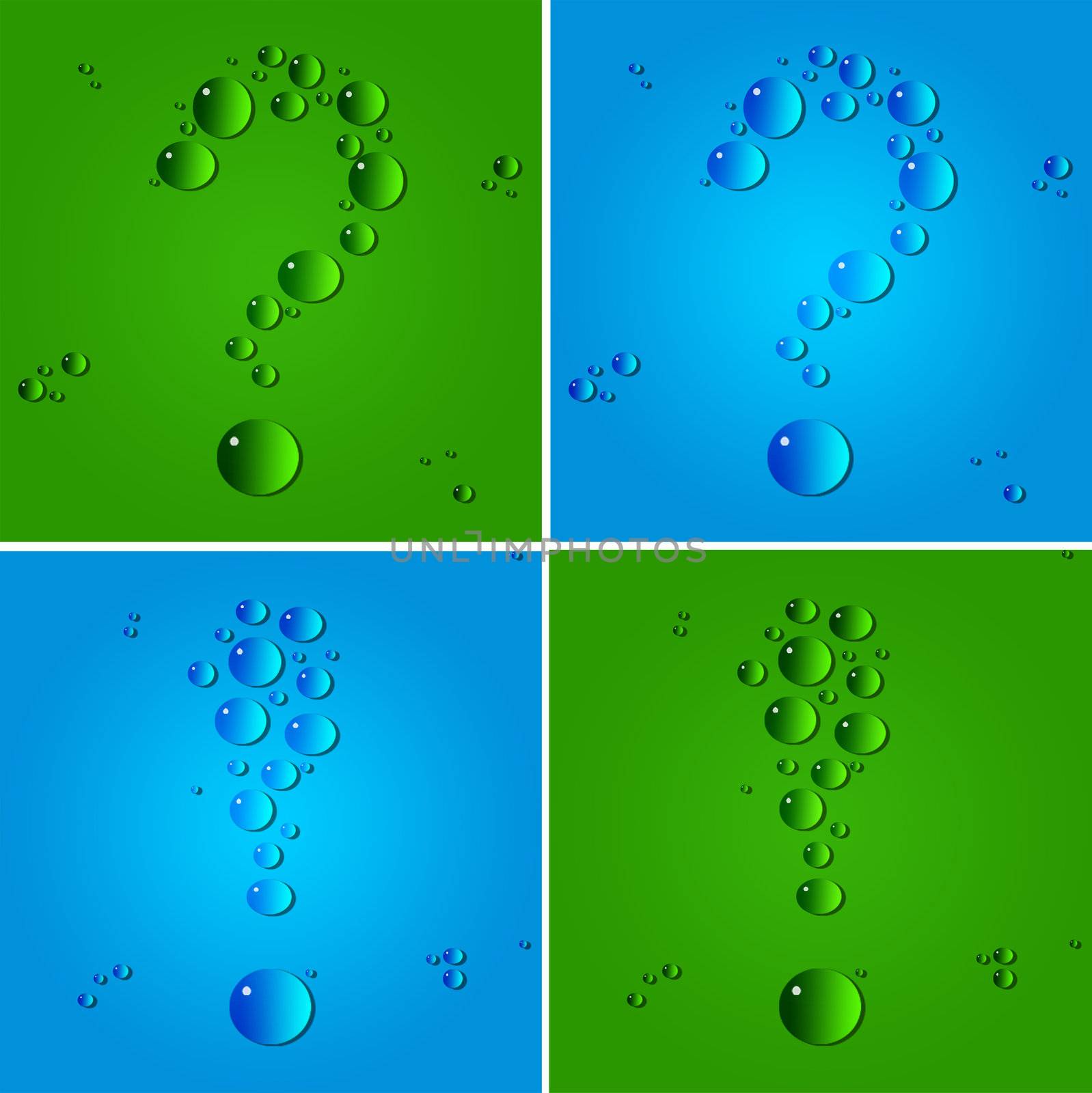 The water drops on a multicolored background. Marks
