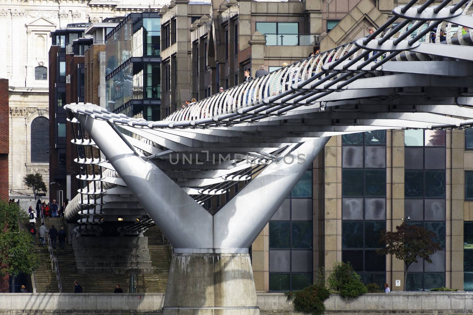The London Millennium Footbridge over the river Thames in London, England, UK