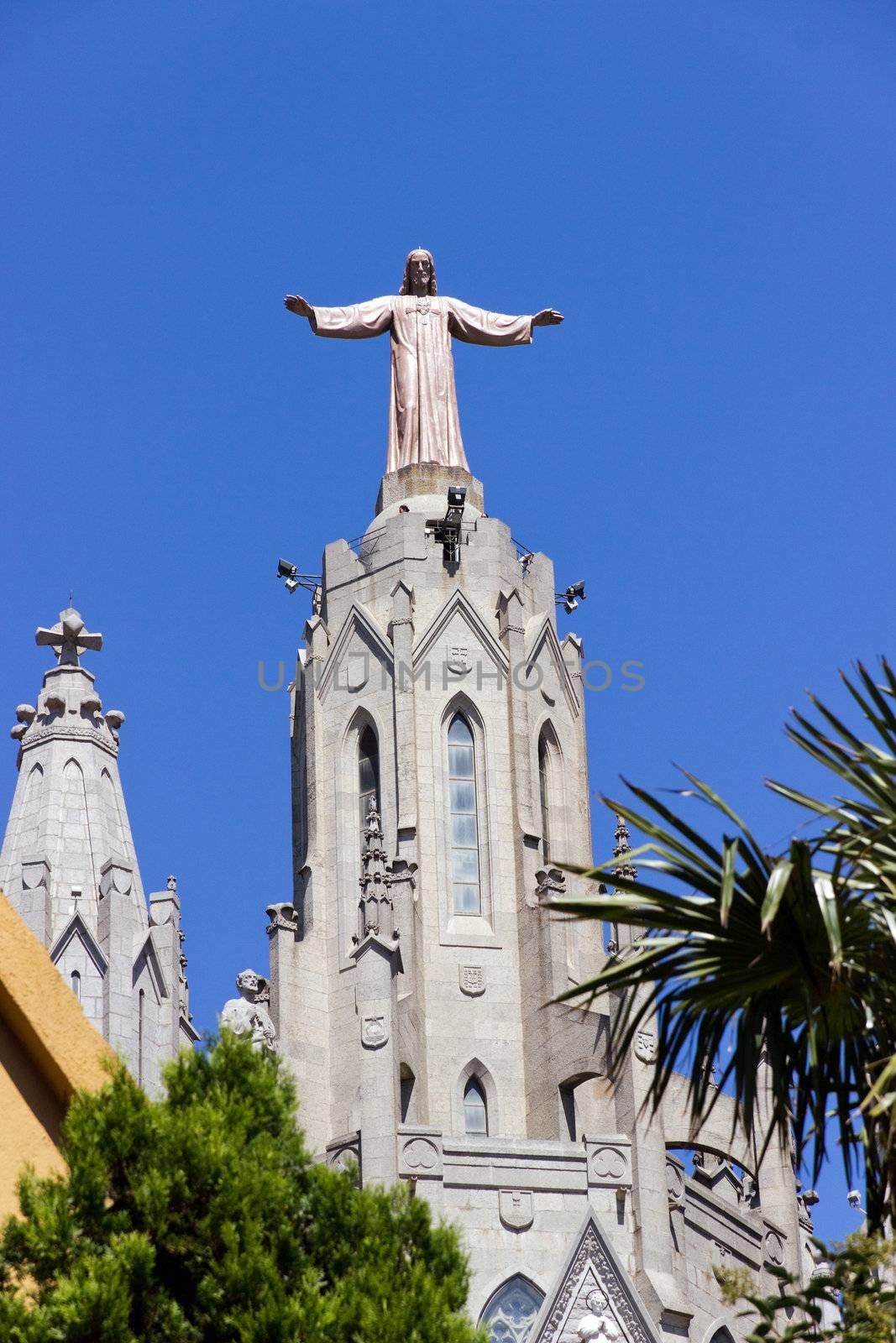 Jesus Christ on temple Sacred Heart.Tibidabo. Barcelona