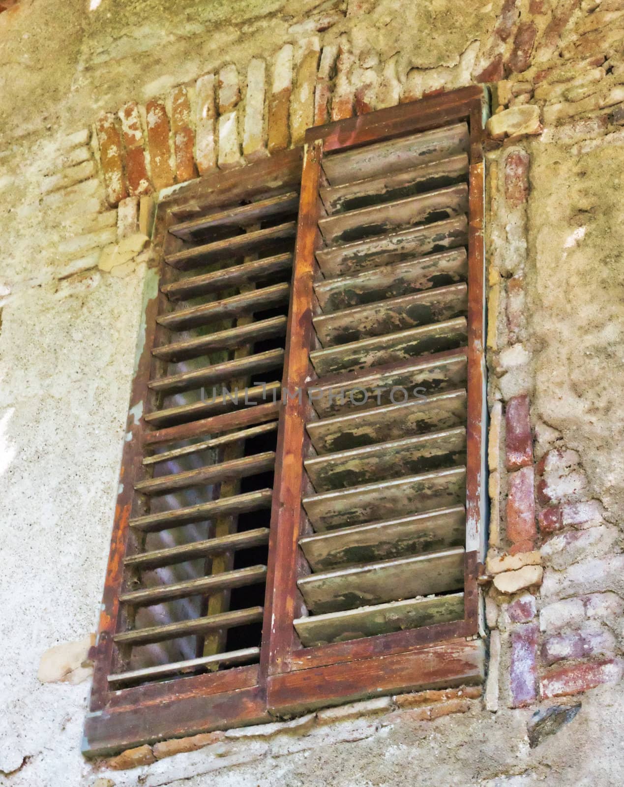 jalousie old window.Barcelona. Spain