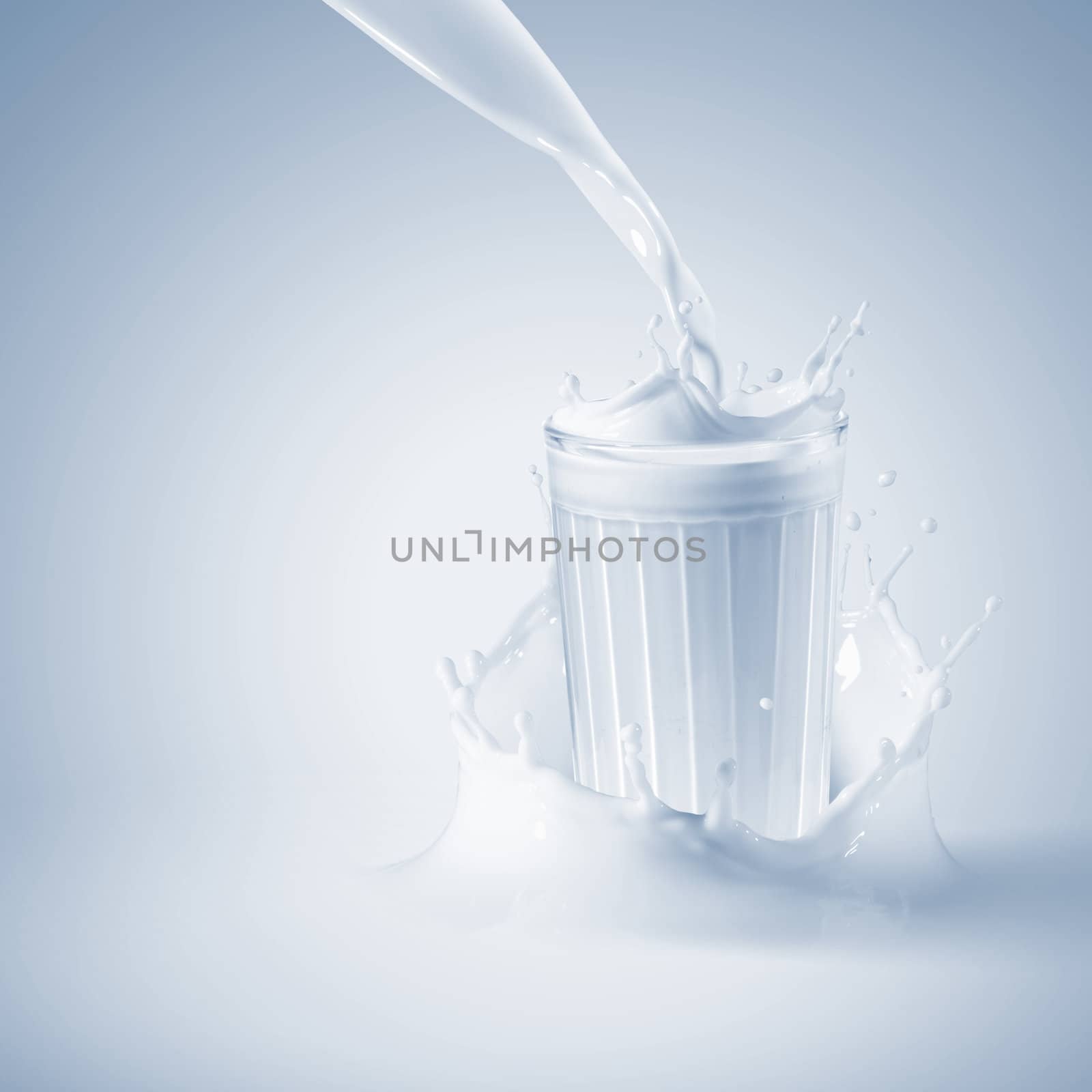 Fresh milk in the glass on colour background, illustration