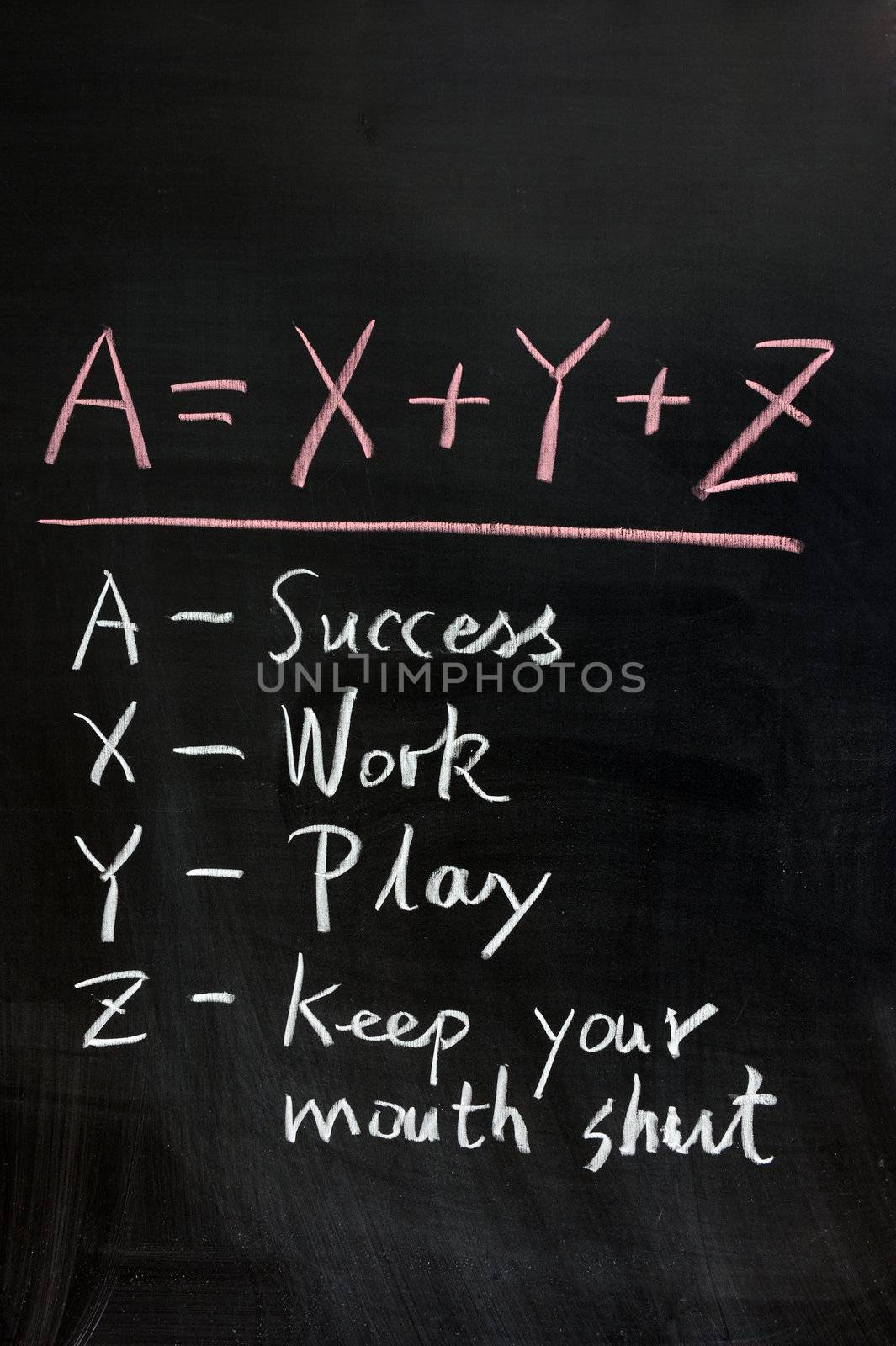 Chalk drawing - Formula of success, which is originally from Albert Einstein
