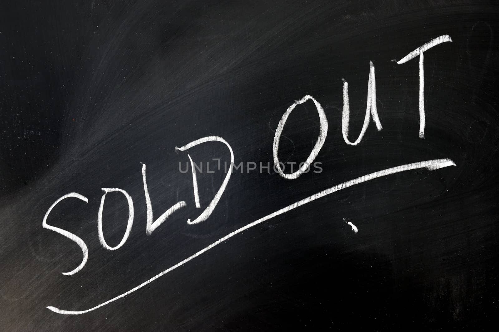 Chalk drawing - "Sold out" word on the chalkboard