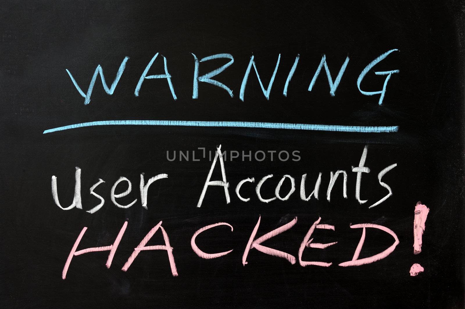 Chalk drawing - warning of user accounts hacked