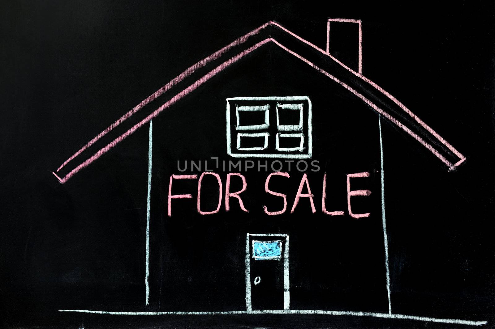 Chalk drawing - House for sale
