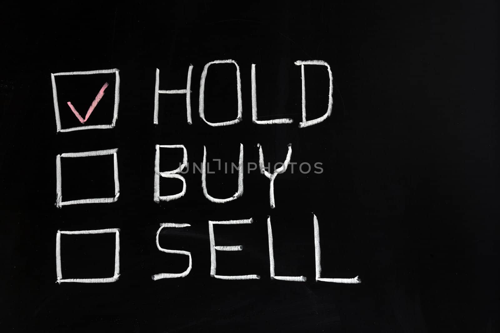 Chalk drawing - Hold, buy or sell