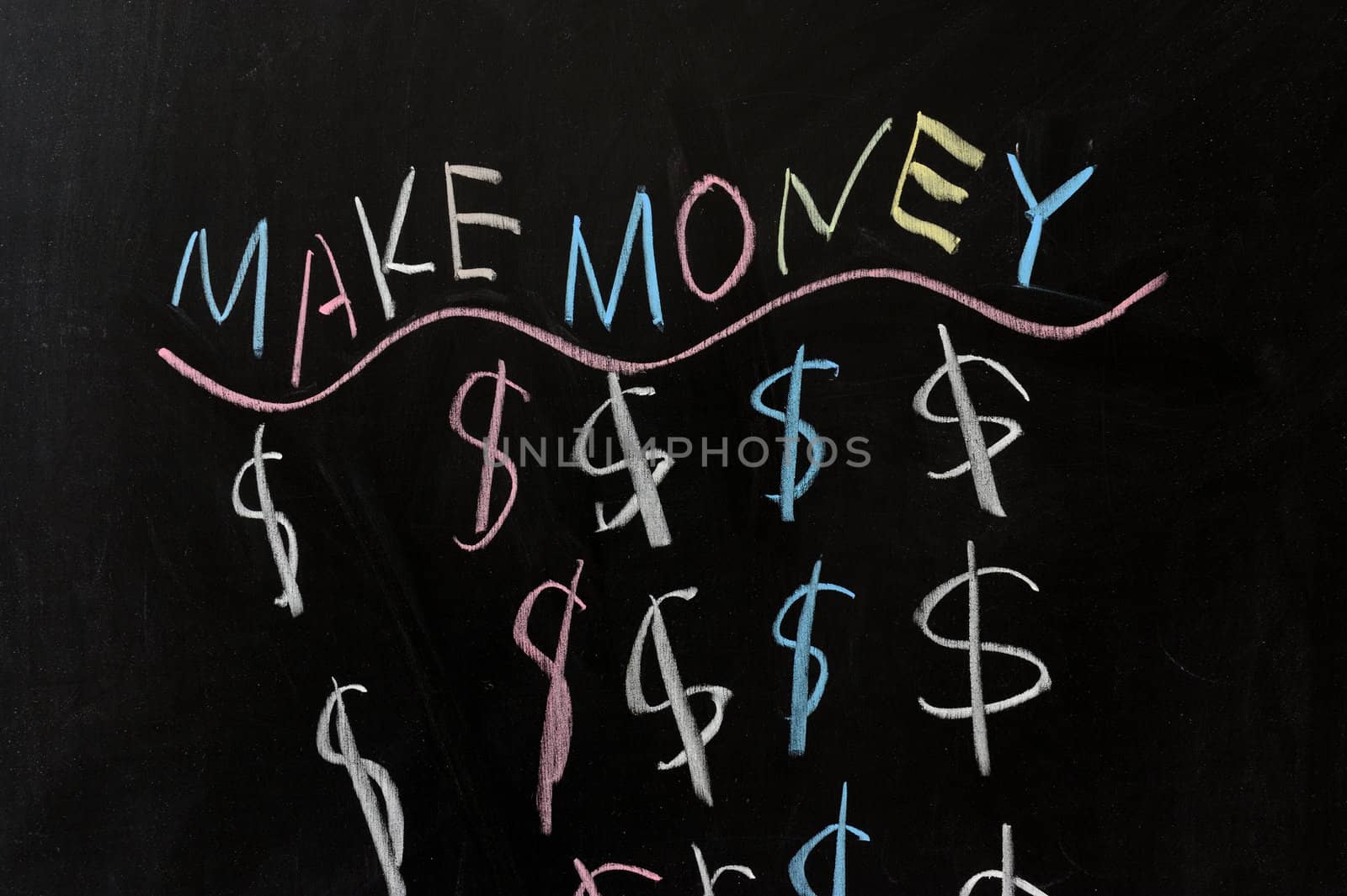 Make money - conceptional chalk drawing