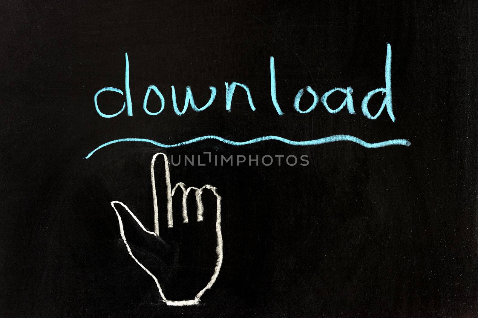 Chalk drawing - Download and hand pointer