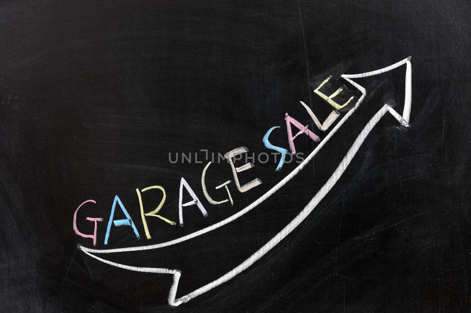Conceptional chalk drawing - Garage sale
