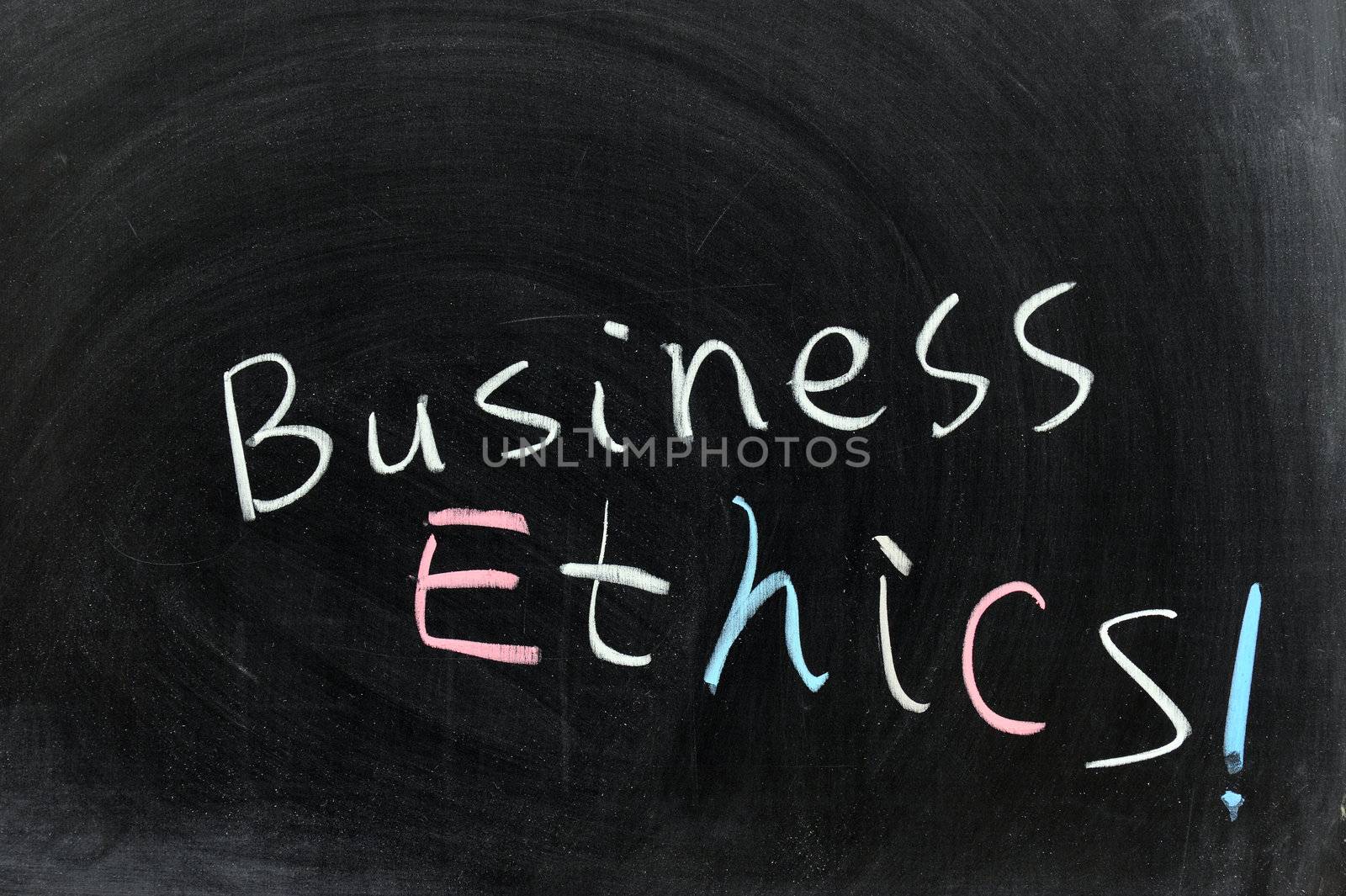 Conceptional chalk drawing - Business ethics