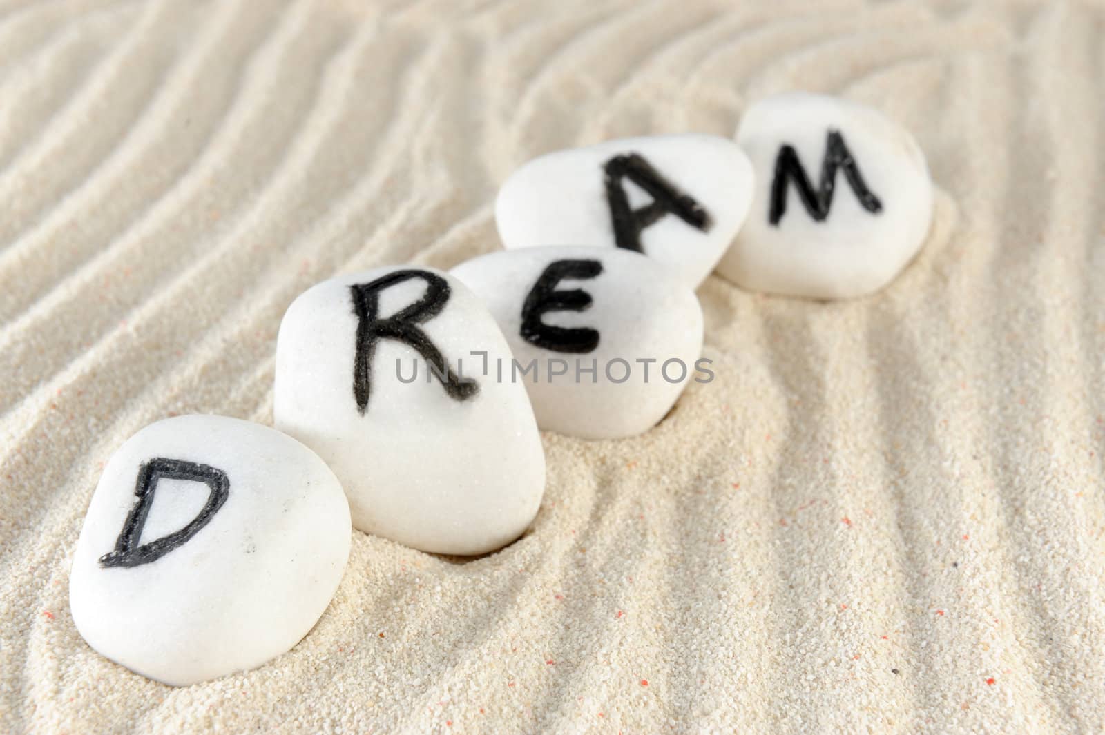 Dream word on group of stones