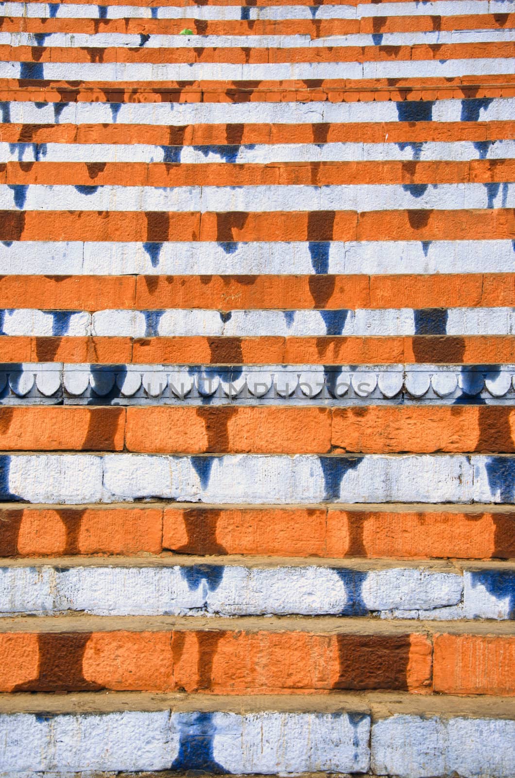 hindu temple in Varanasi painted stair background