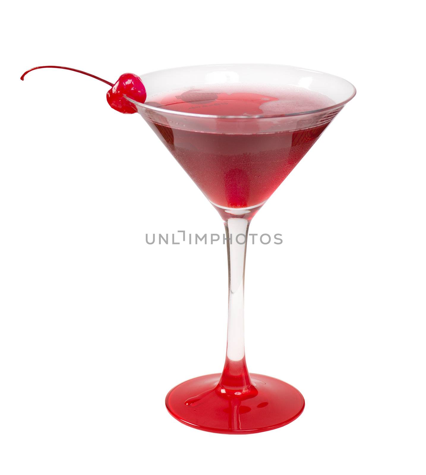 Alcoholic cerise cocktails, studio photographing, isolated on white background