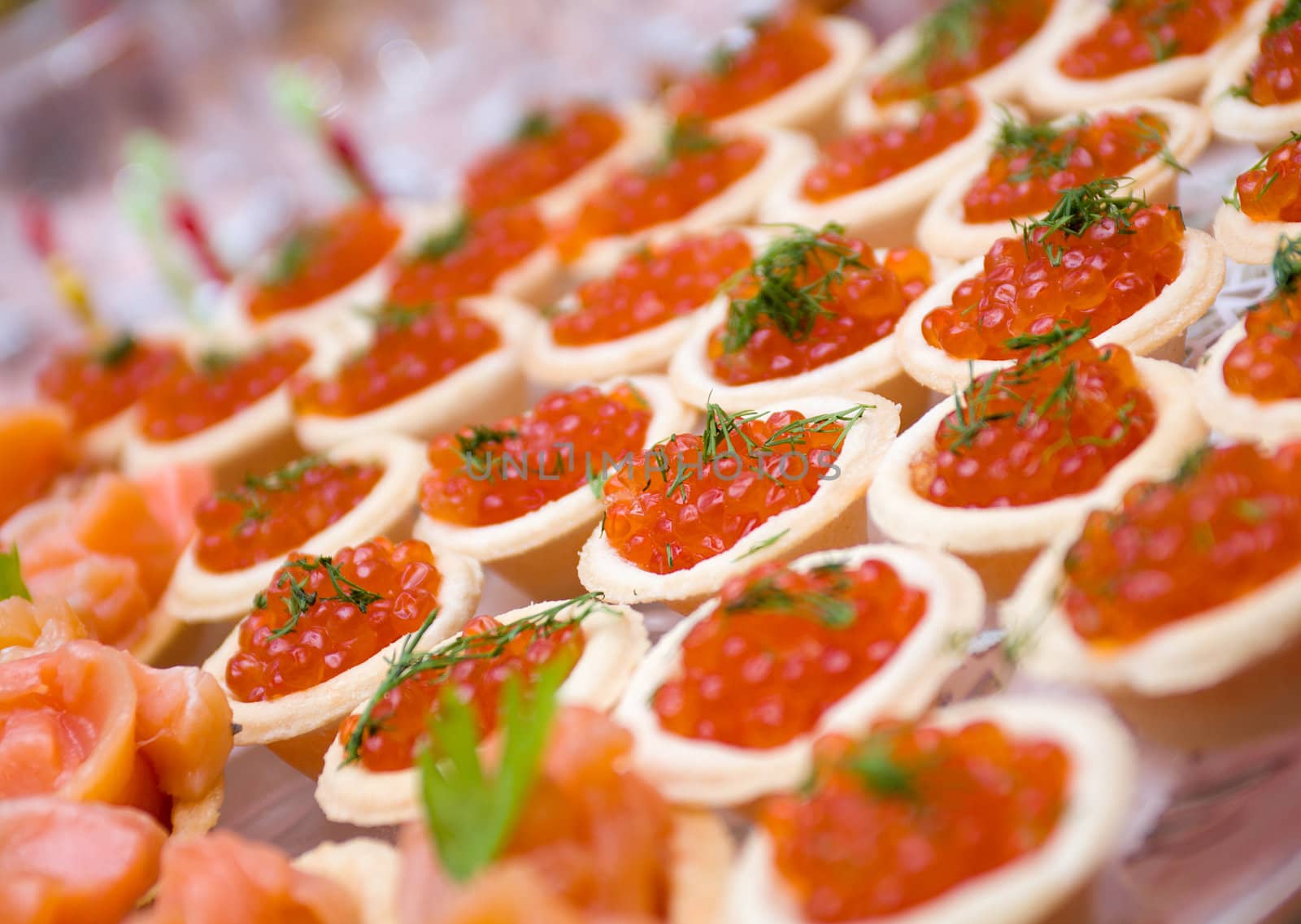    Tartlet with red caviar   . Shallow depth-of-field