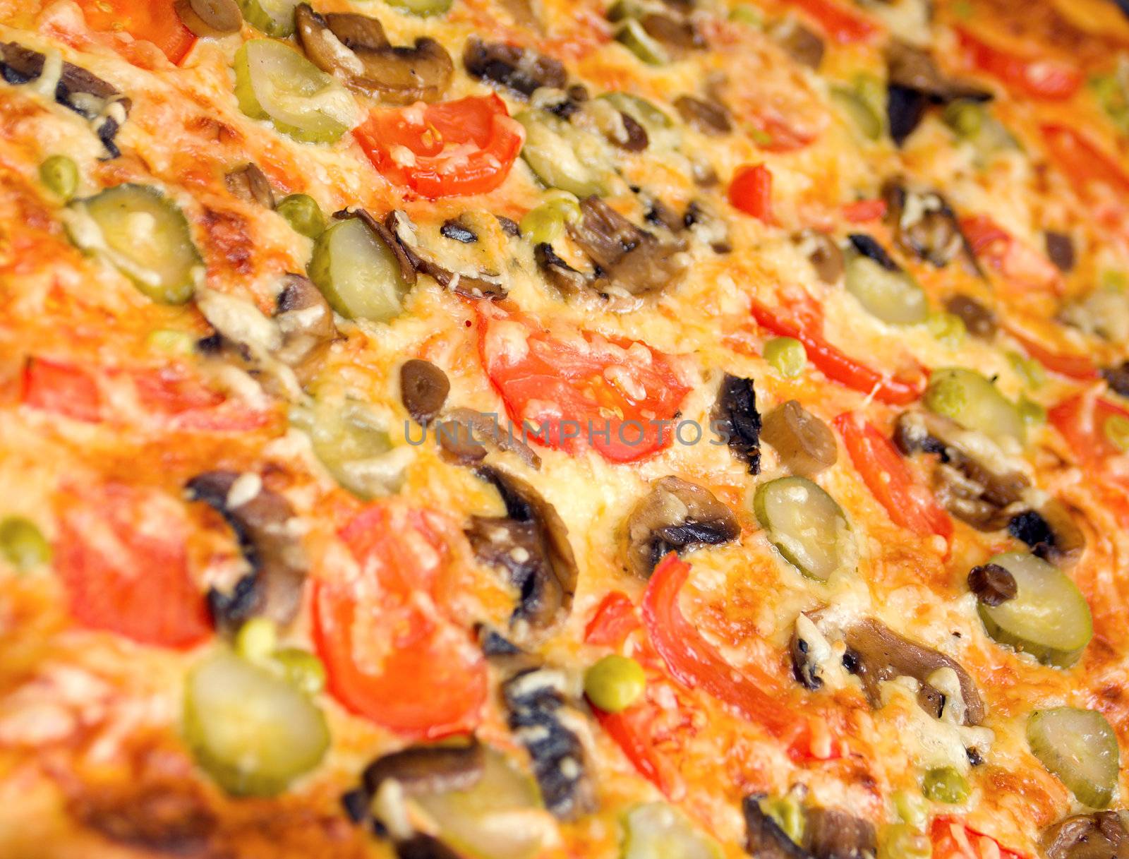 pizza mushrooms and vegetable Shallow depth-of-field. 