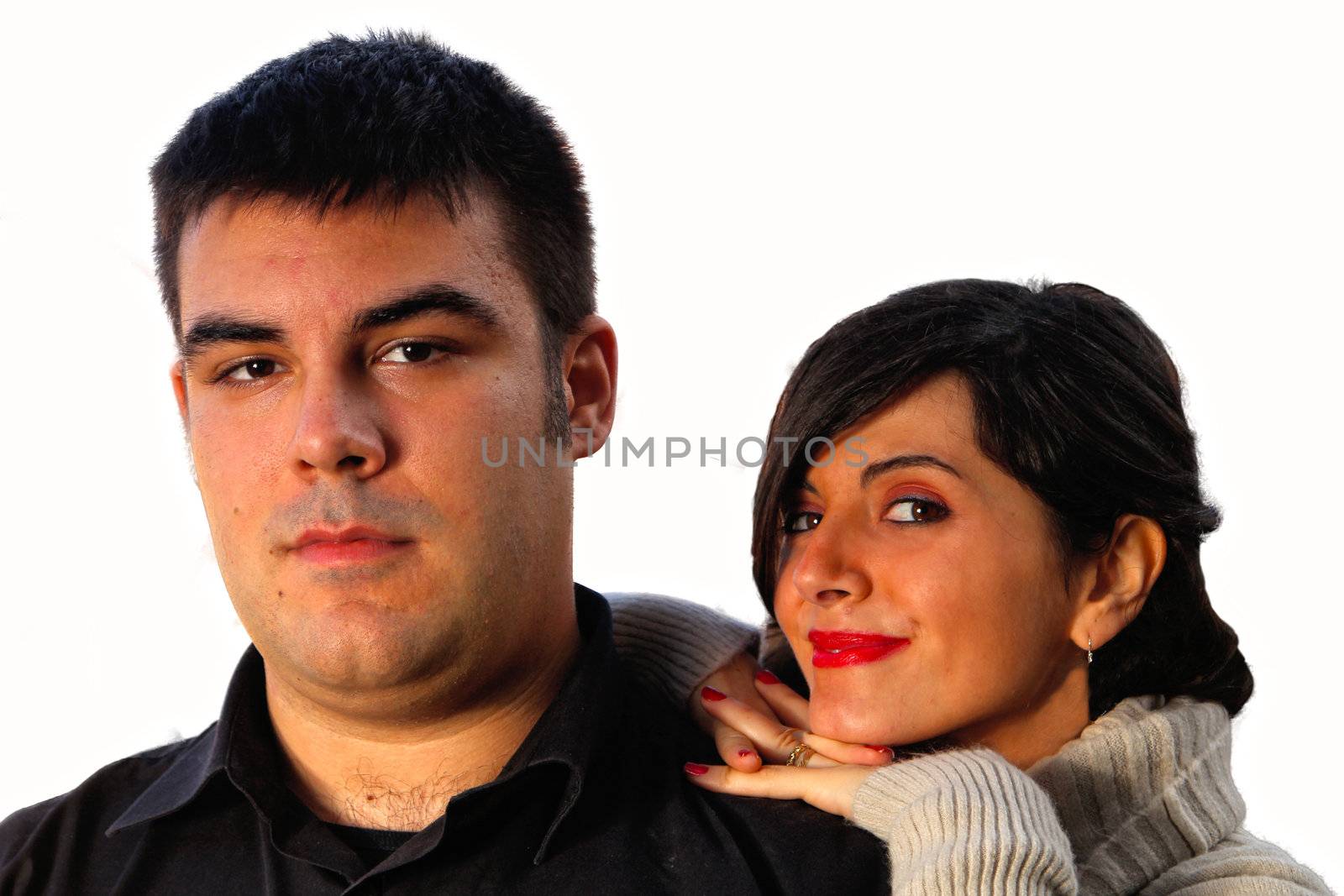 young couple look the camera
