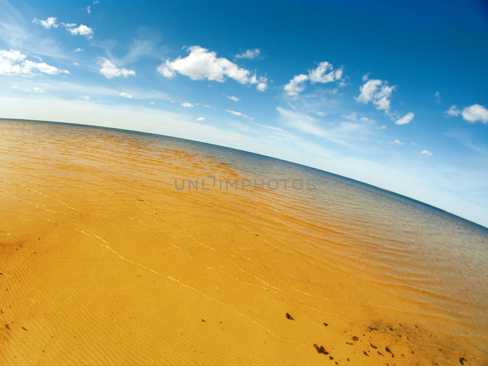 coast White Sea .Wave of water and sand 