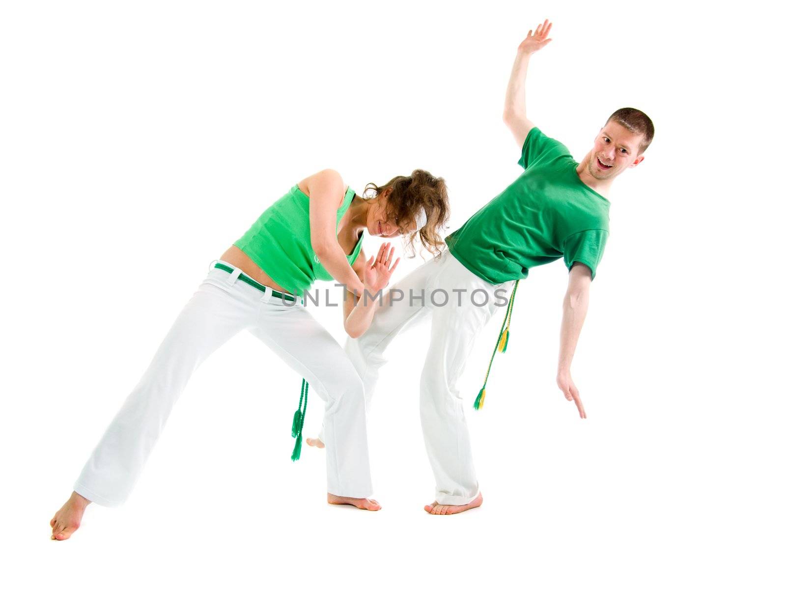 Contact Sport .Capoeira.over white background 