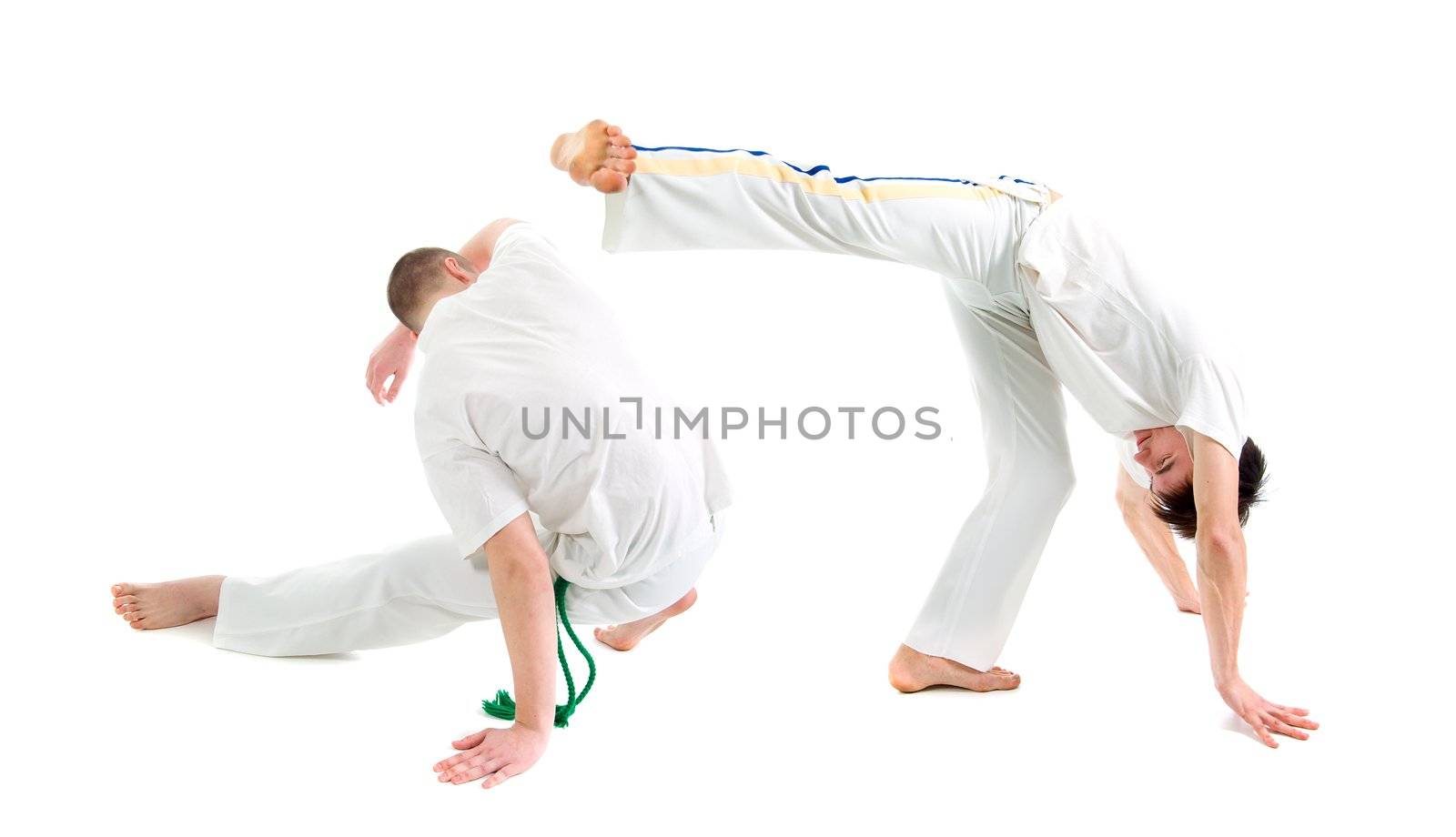 Contact Sport .Capoeira.over white background 