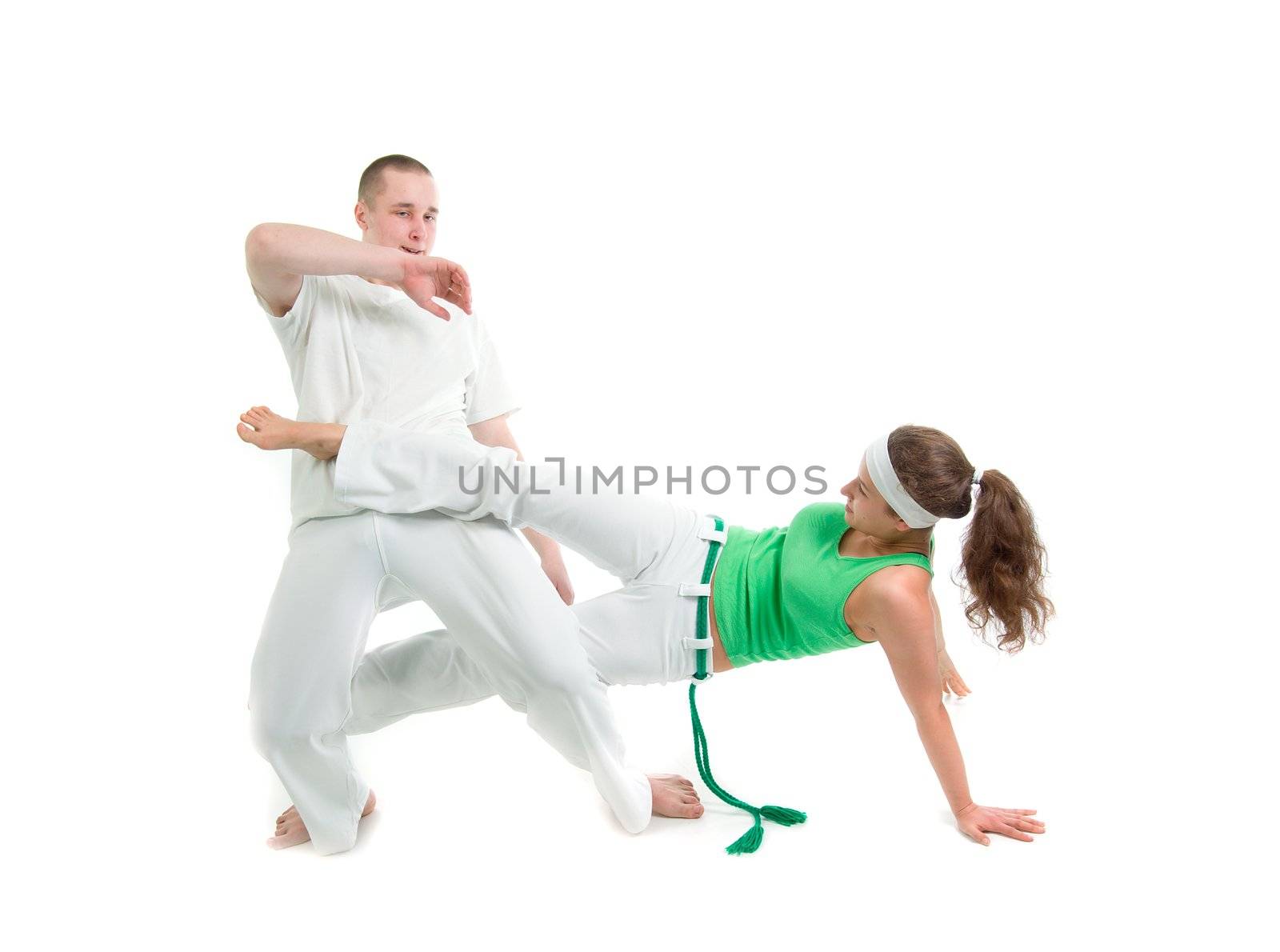 Contact Sport .Capoeira.over white background 