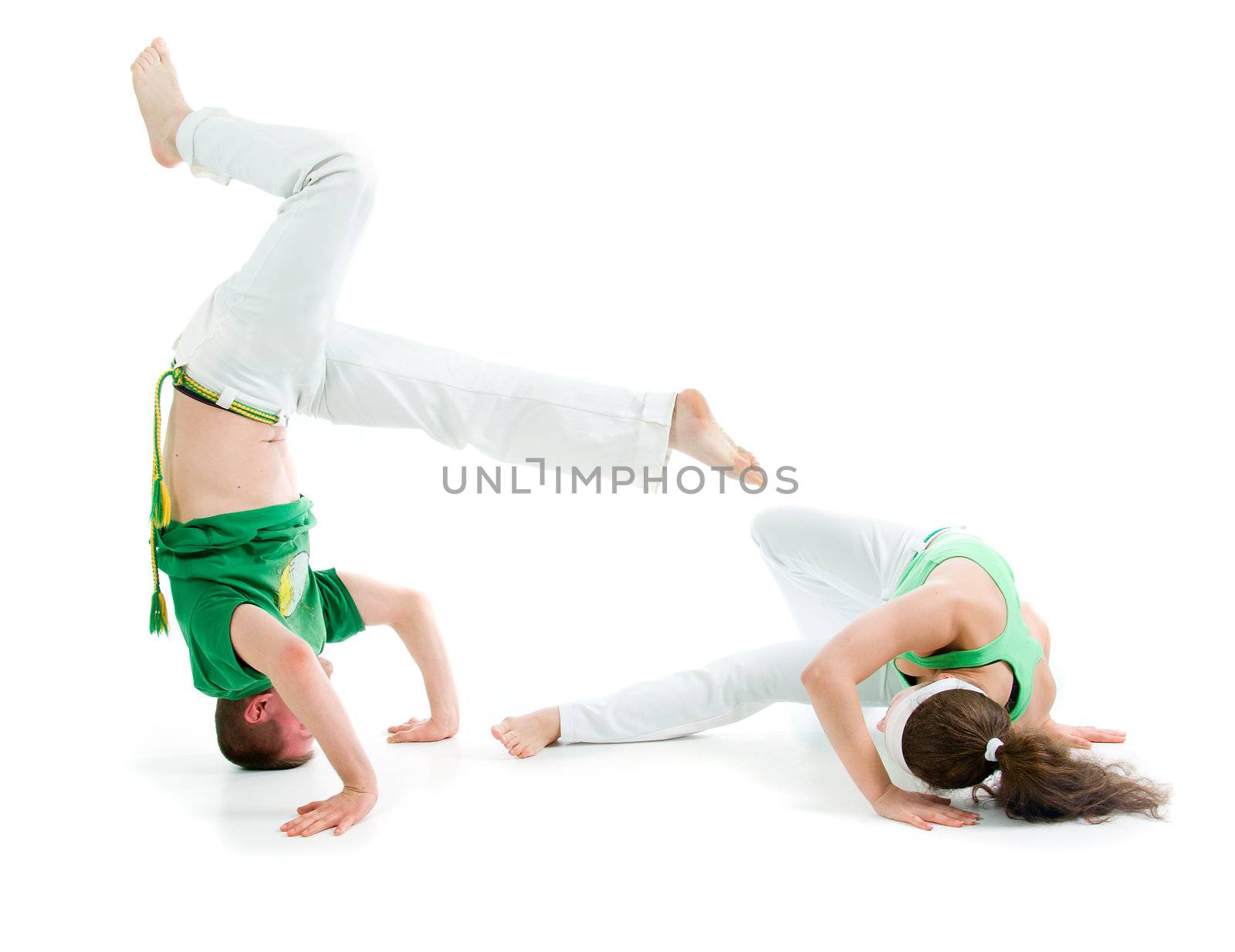 Contact Sport .Capoeira.over white background 