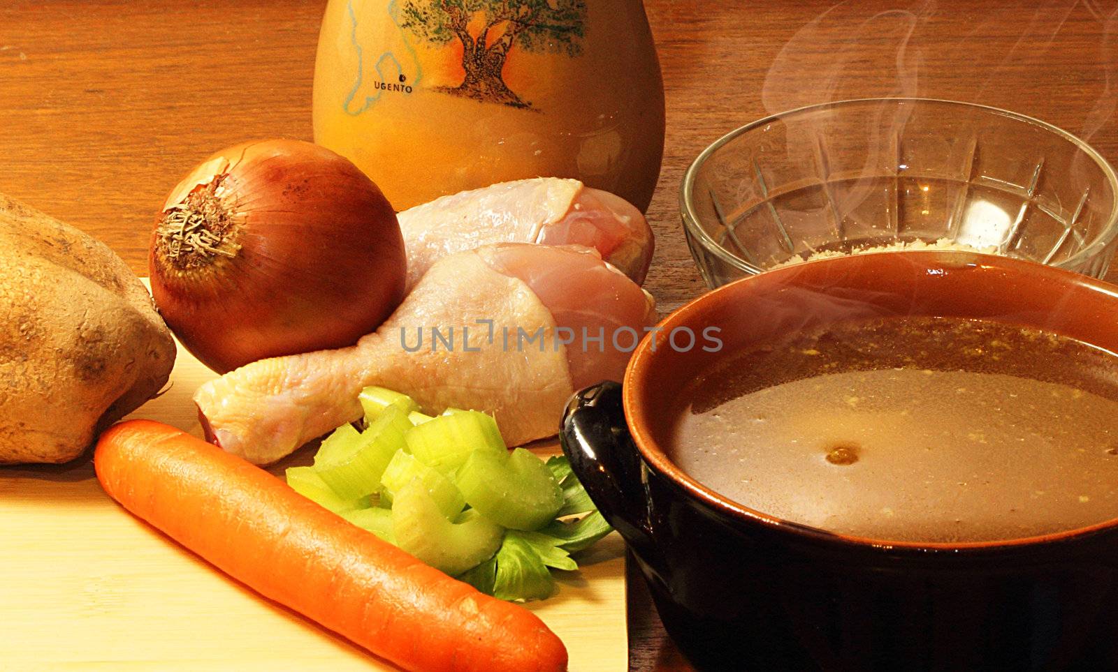 chicken soup with ingredients