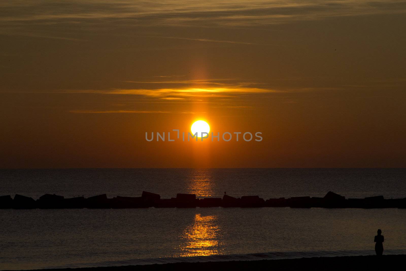 sunrise on the barcellona beach