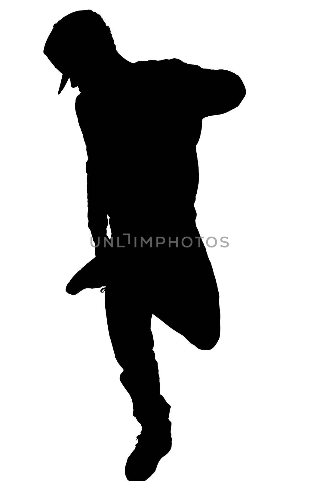 African dancer breakdance isolated over white background