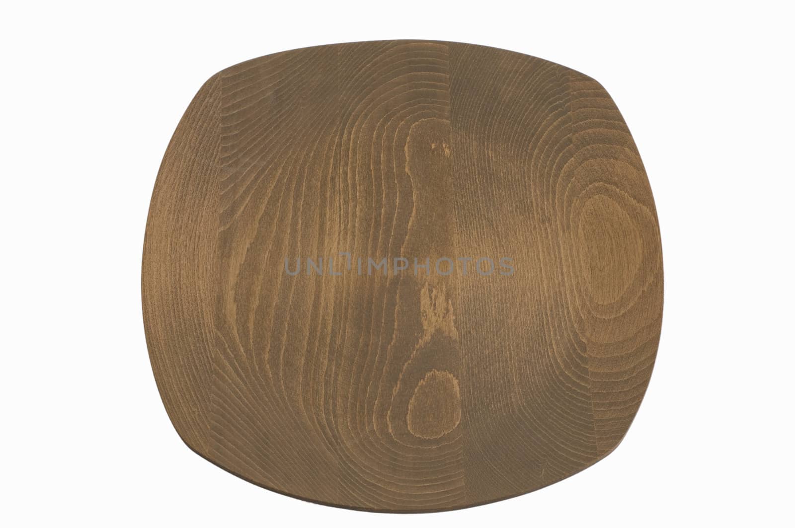 Wooden plate on white background