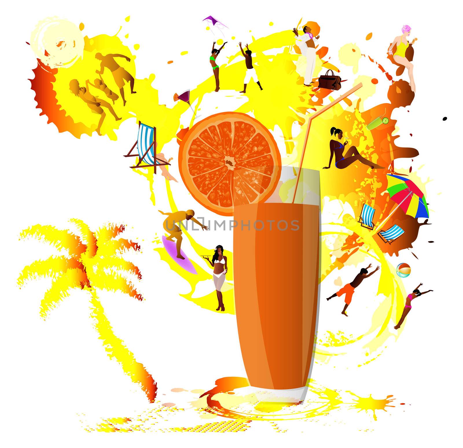 Fresh juice orange.Summer exotic rest