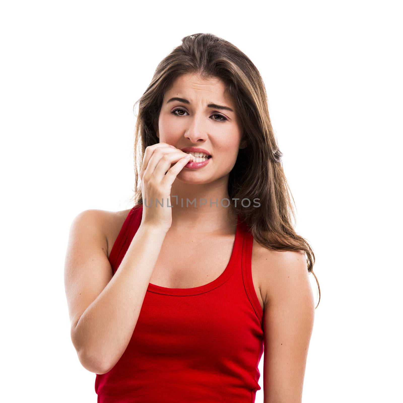 Girl biting her nails by Iko