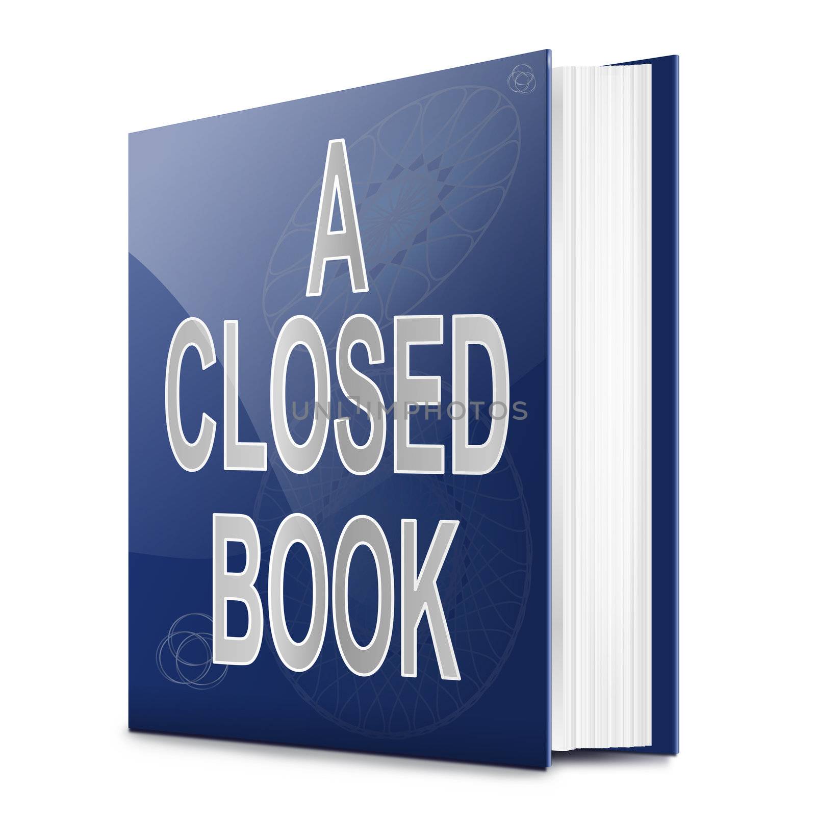 Illustration depicting a book with a closed book concept title. White background.