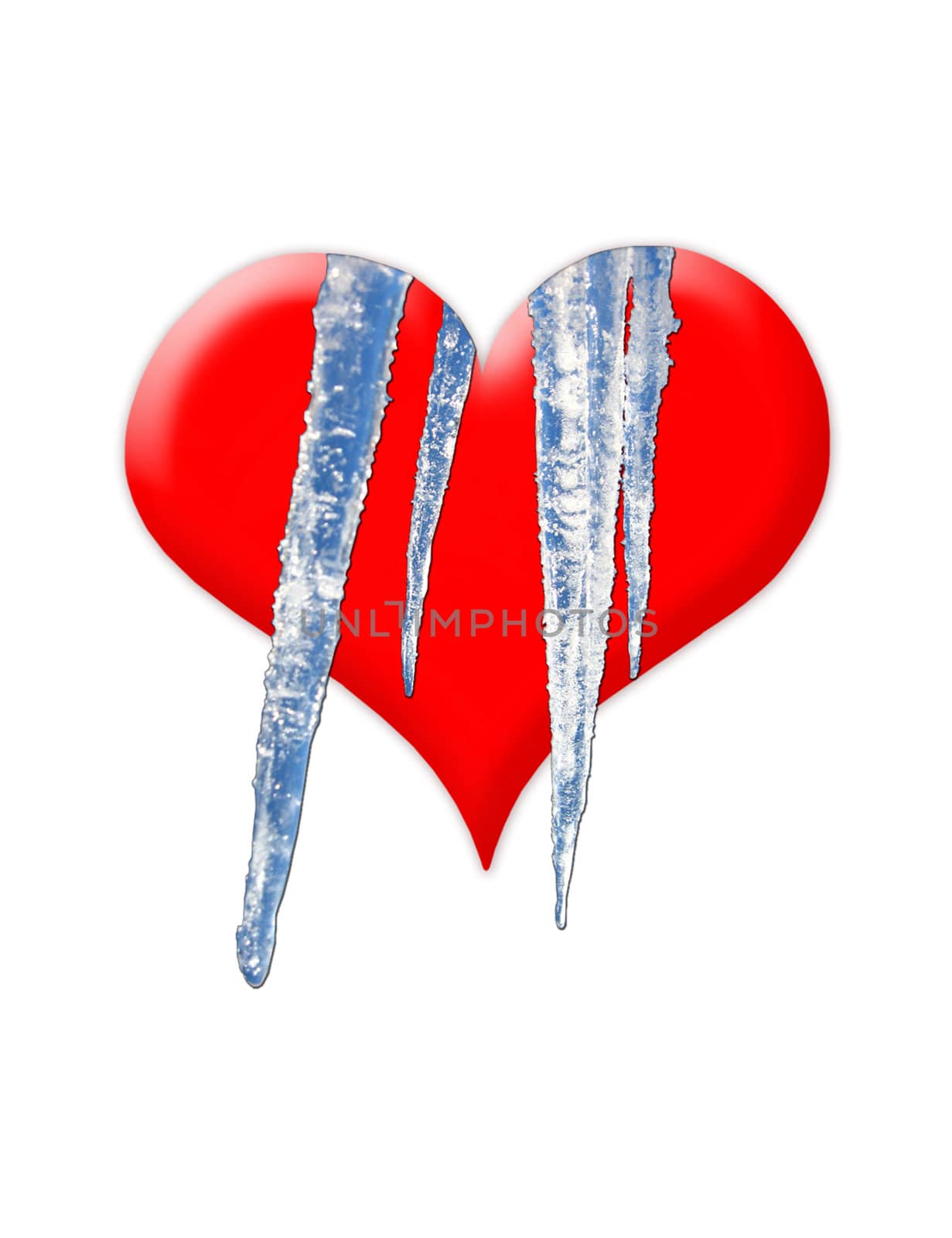 isolated red heart with cold icicles by alexmak