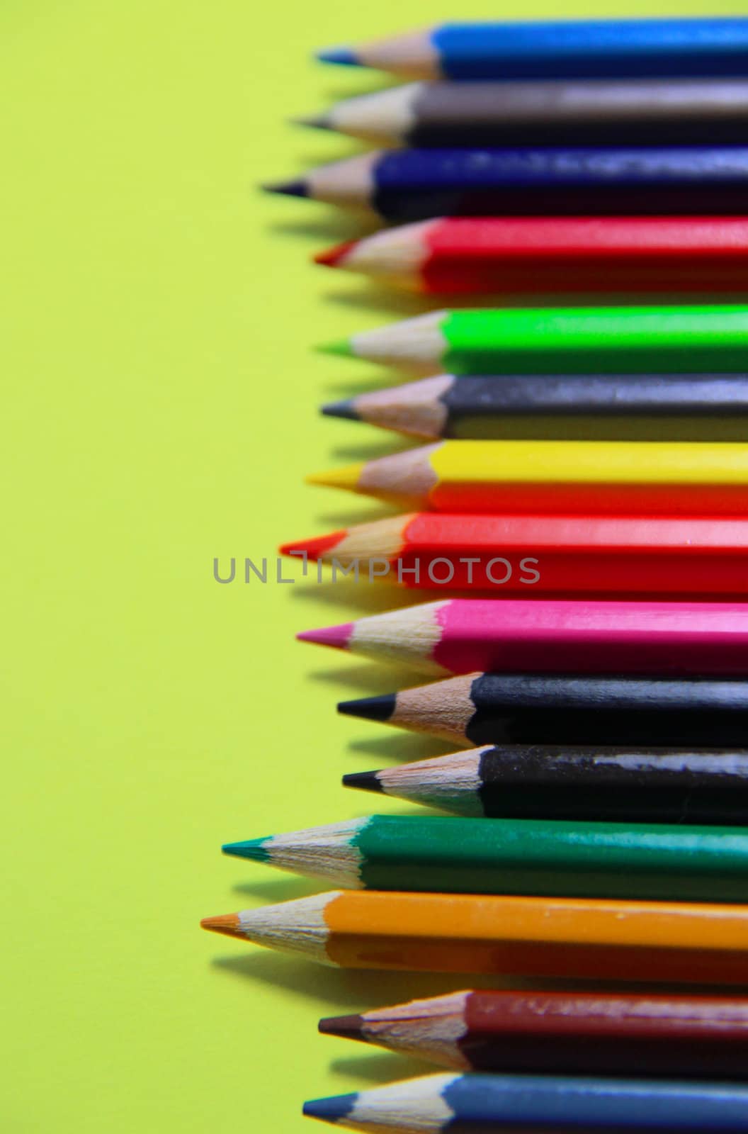 Mix of multicolored vivid pencils 