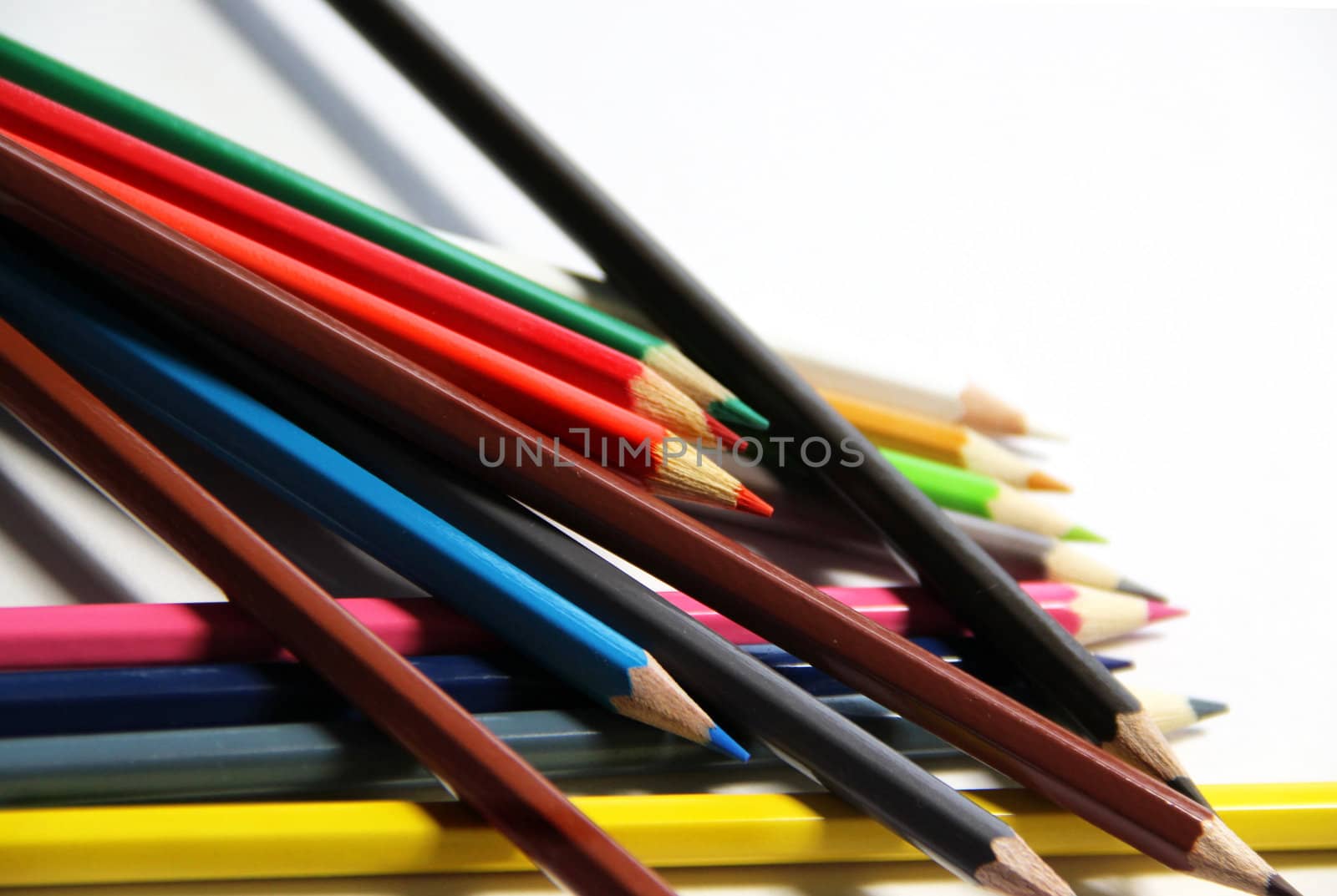 Mix of multicolored vivid pencils 