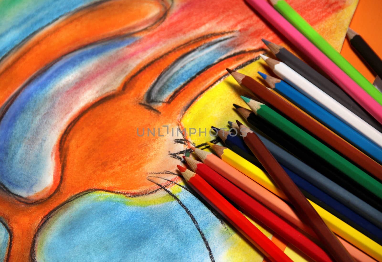 Mix of multicolored vivid pencils  by tanouchka