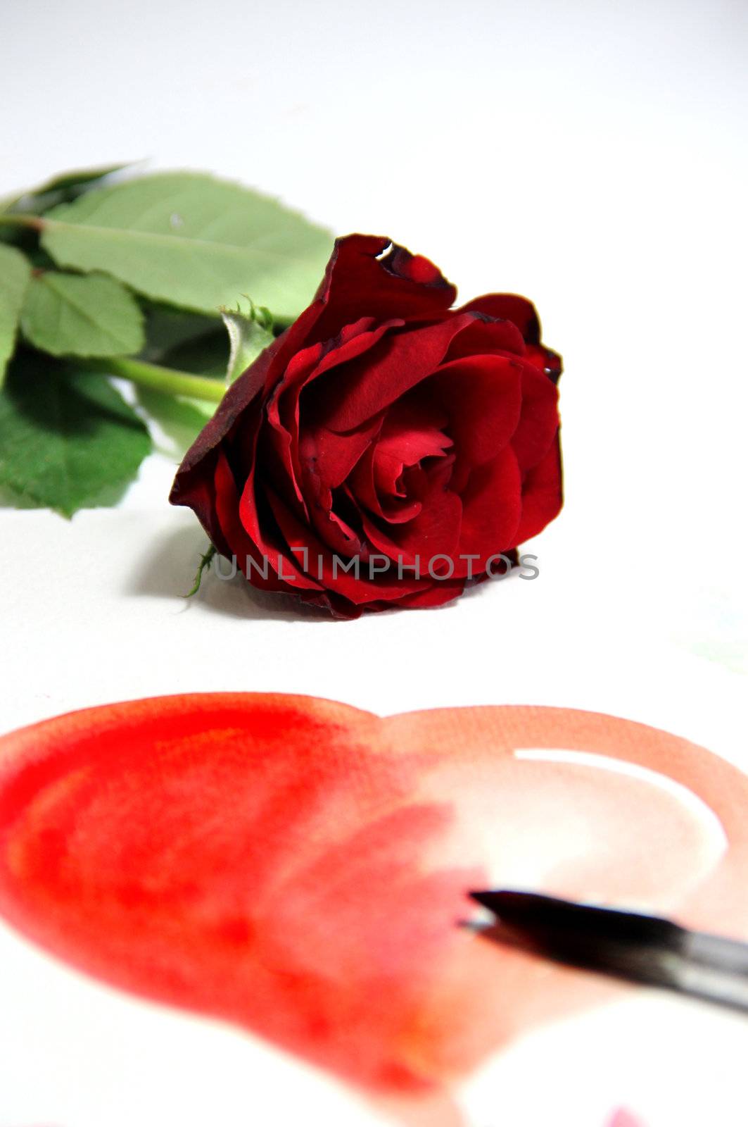 Valentine in handmade style and beautiful rose