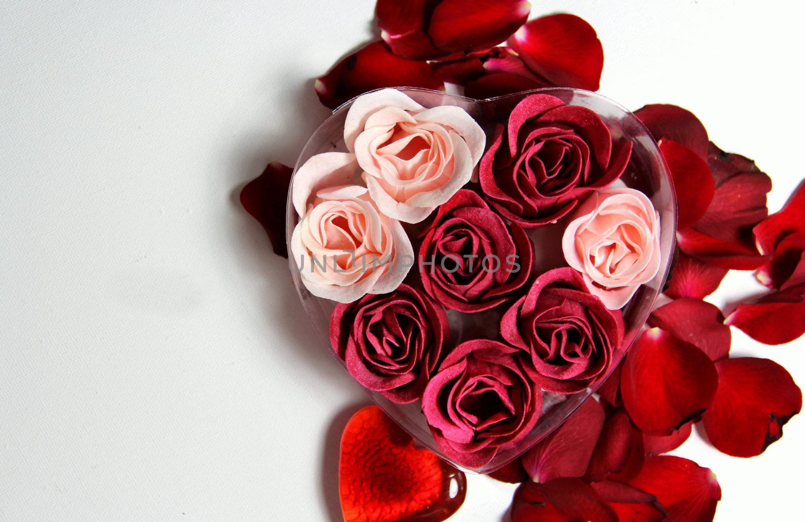 Beautiful Valentine composition of hearts and roses