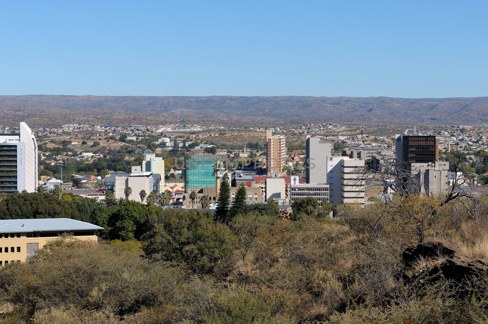 The city centre of Windhoek in Namibia