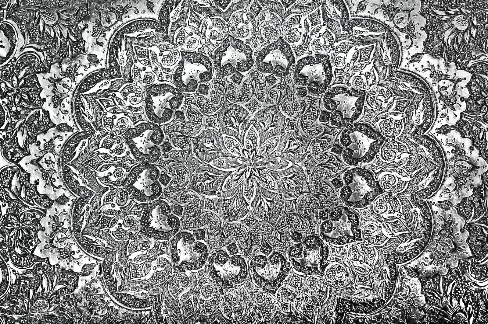 Image of vintage engraved metal for a background