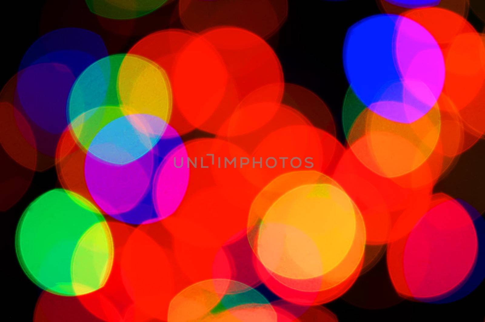 Image of colorful out of focus Christmas lights