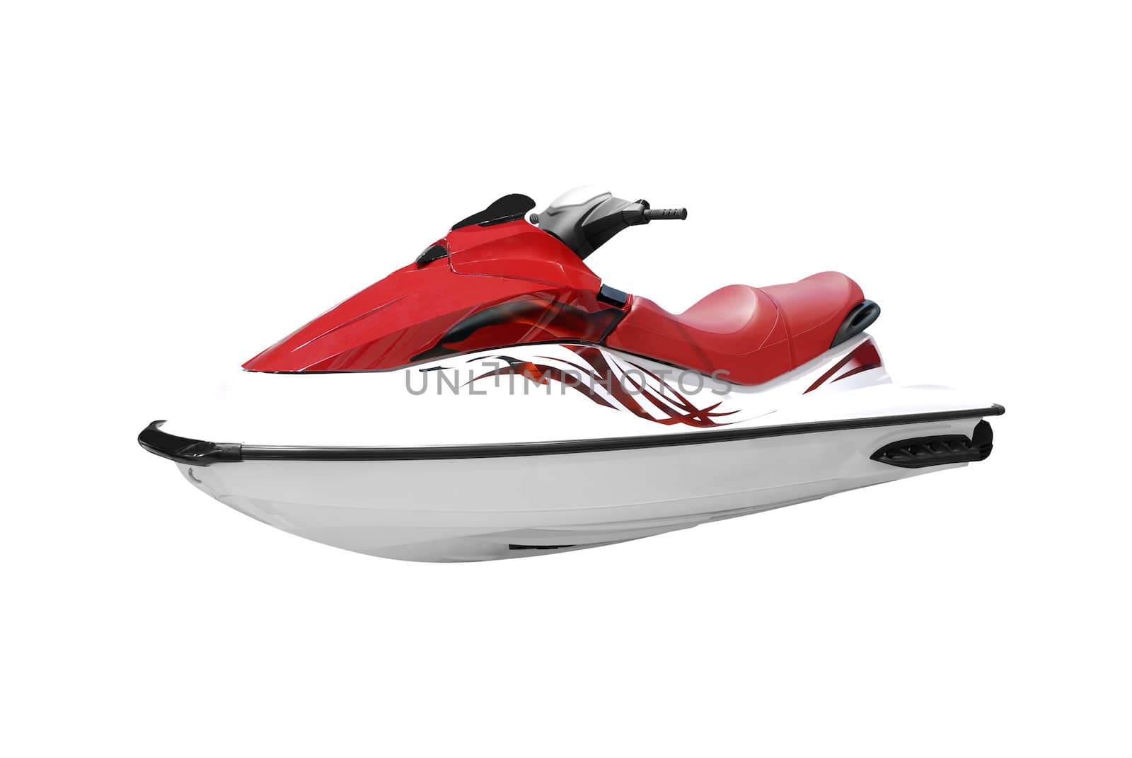 Fast red and white jet ski isolated on white