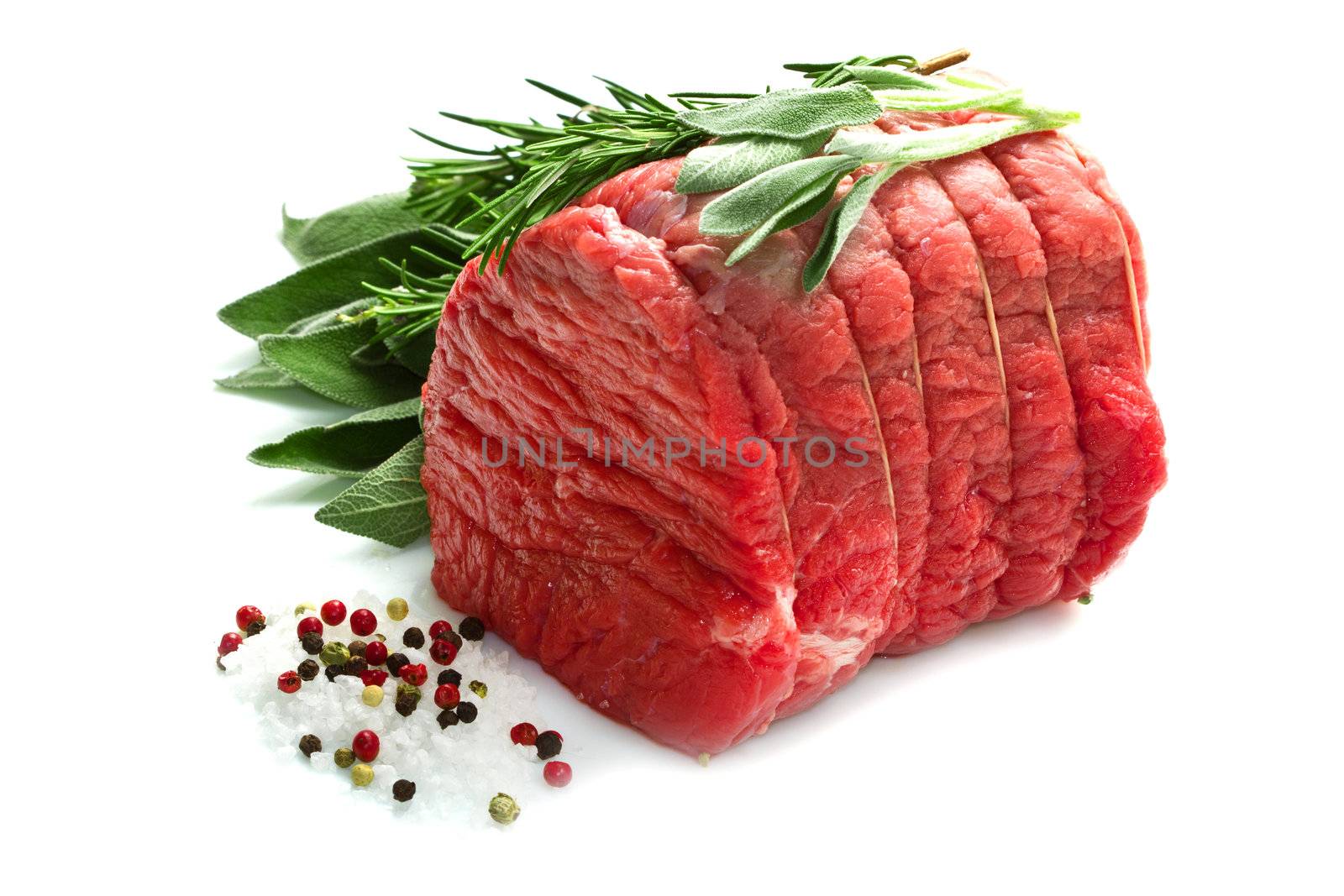 Raw beef isolated on white by lsantilli