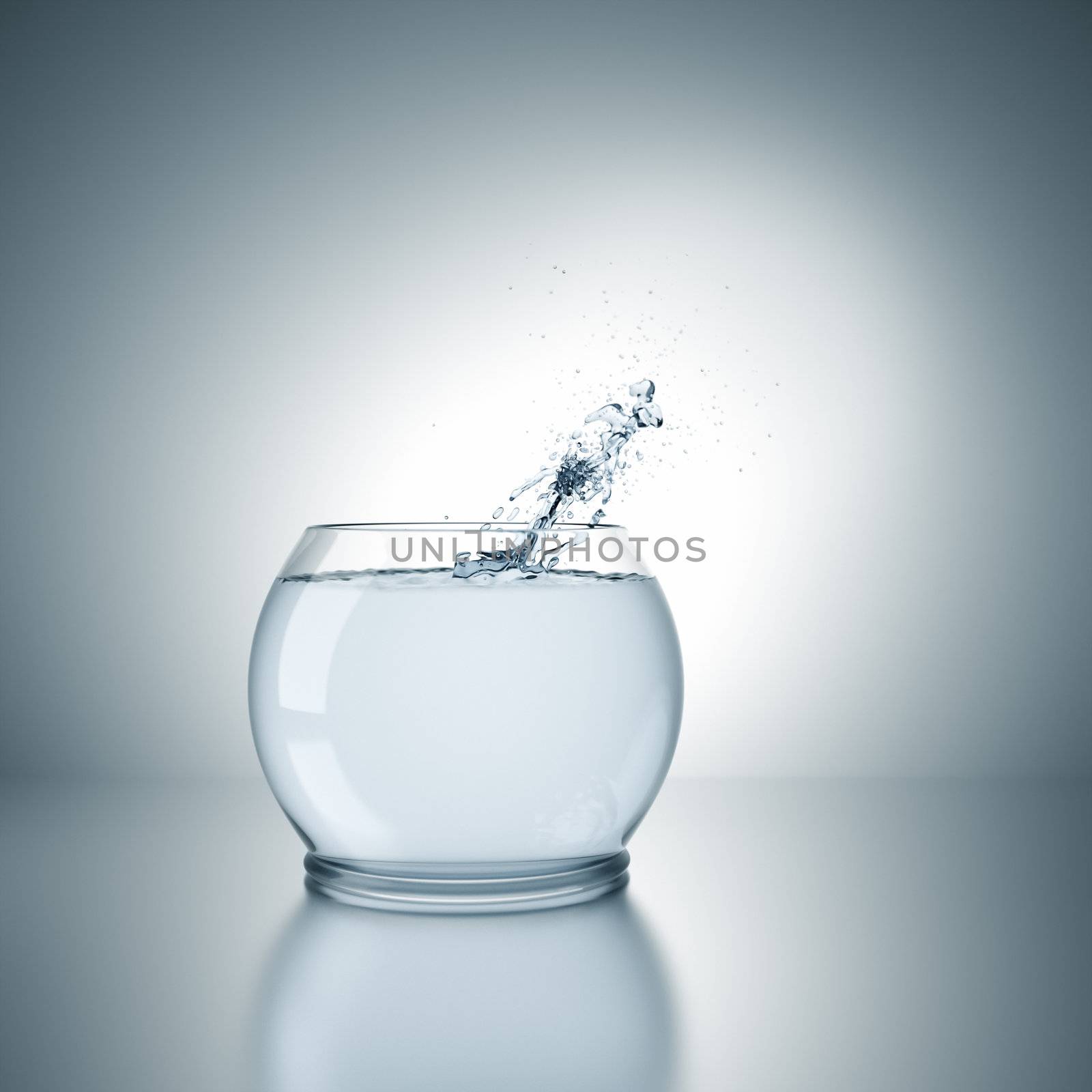 A fishbowl with a splash. Put in your own what jumps out of the water!