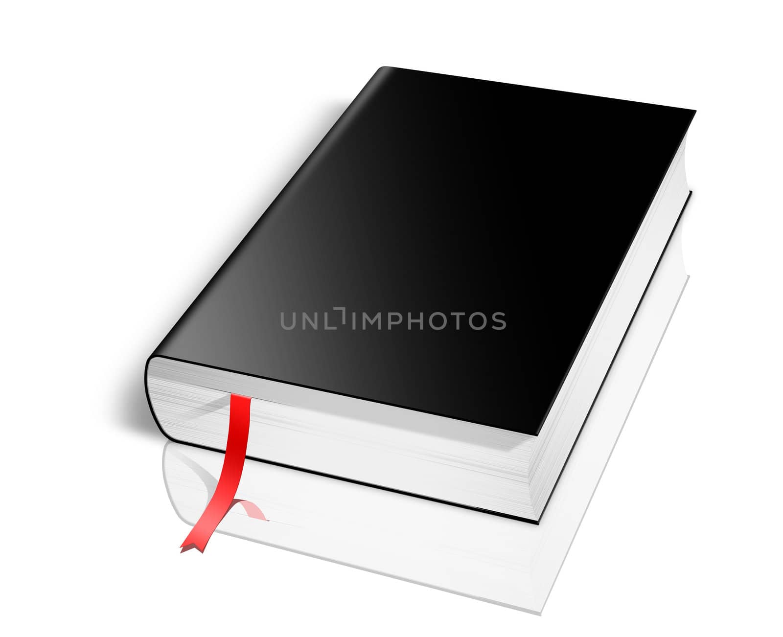 Blank book with black cover on white background