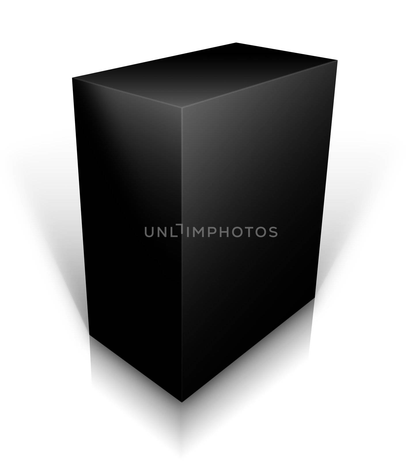 black software box with shadows isolated on white background