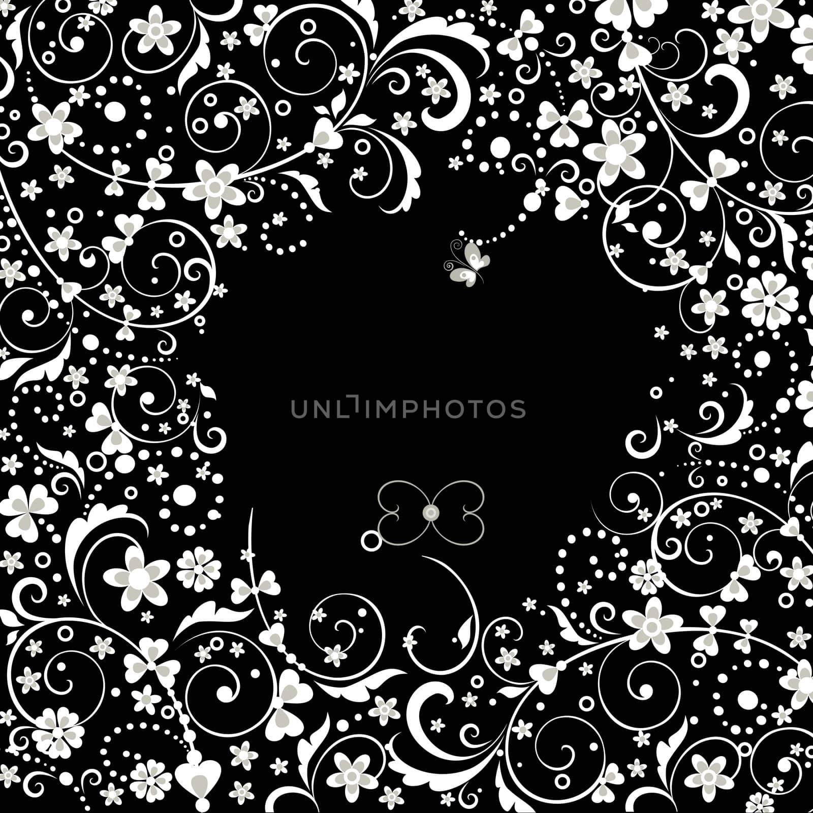 Black Damask Seamless floral Pattern background texture